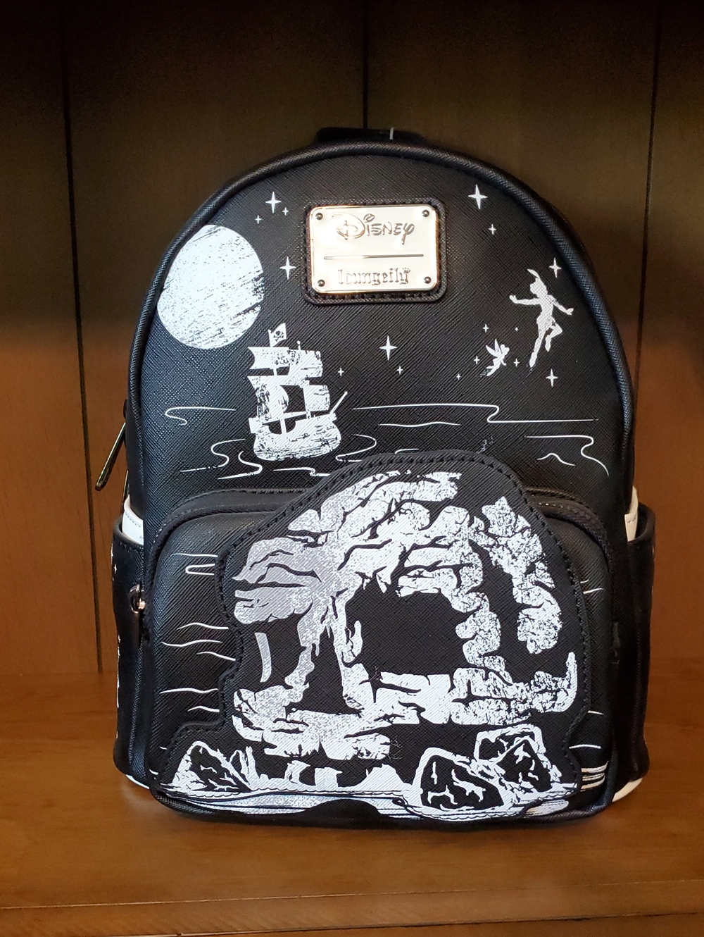Loungefly Black and White Peter Pan Skull Rock Mini Backpack